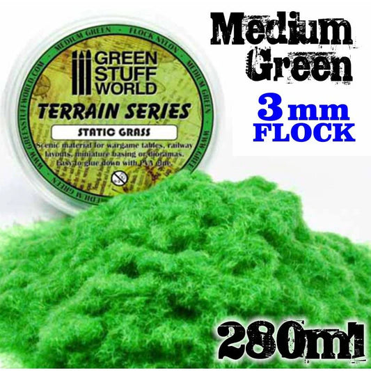 Nylon Flock - Medium Green 3mm - 280ml