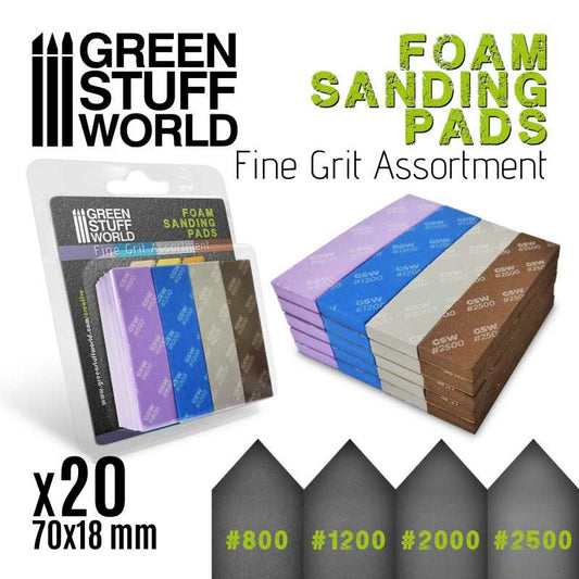 FOAM Sanding Pads - FINE GRIT ASSORTMENT (pack x20). 10976