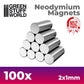 N52 Magnets 2mmx1mm X100