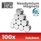 Neodymium Magnets 3x0,5mm - SET x100 (N35)