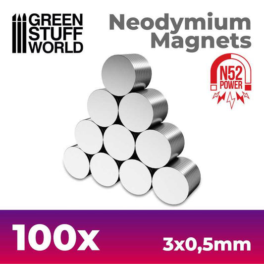 Neodymium Magnets 3x0,5mm - SET x100 (N52)