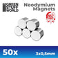 Neodymium Magnets 3x0,5mm - SET x50 (N52)