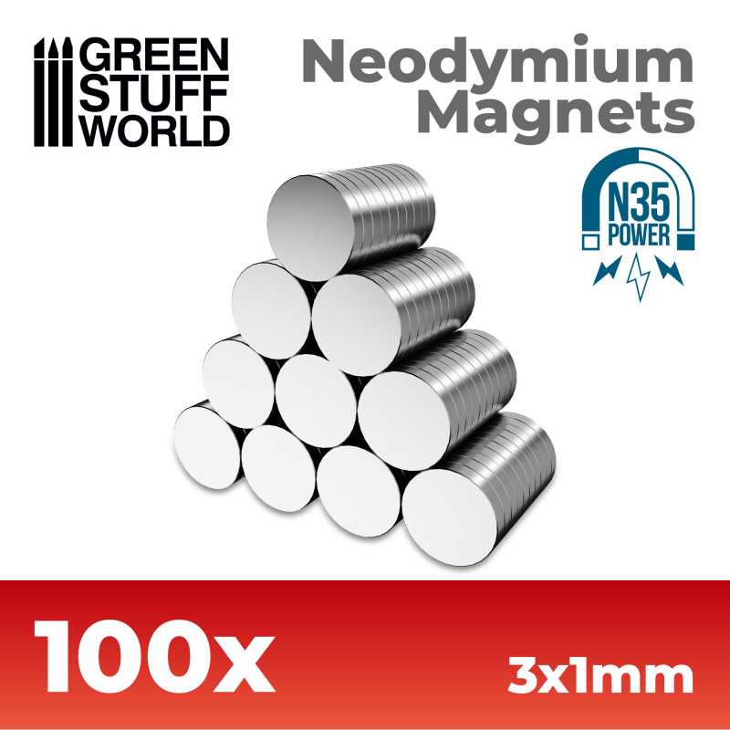 Neodymium Magnets 3x1mm - SET x100 (N35)