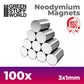 Neodymium Magnets 3x1mm - SET x100 (N52)