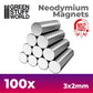 Neodymium Magnets 3x2mm - SET x100 (N52)