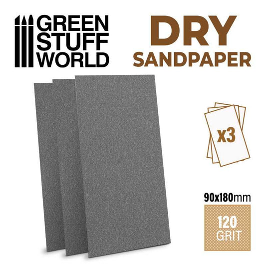 DRY SandPaper 180x90mm - DRY 120 grit - PACK x3