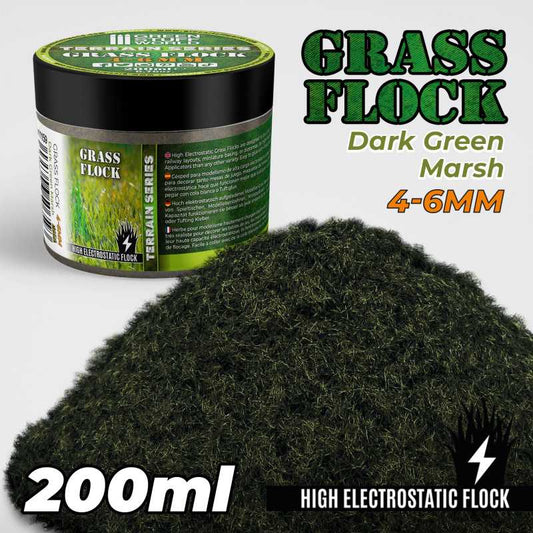 Grass Flock - DARK GREEN MARSH 4-6mm (200ml)