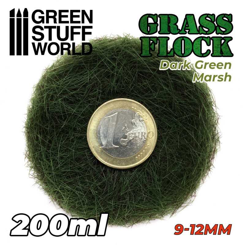 Grass Flock - DARK GREEN MARSH 9-12mm (200ml)